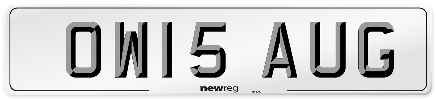 OW15 AUG Number Plate from New Reg